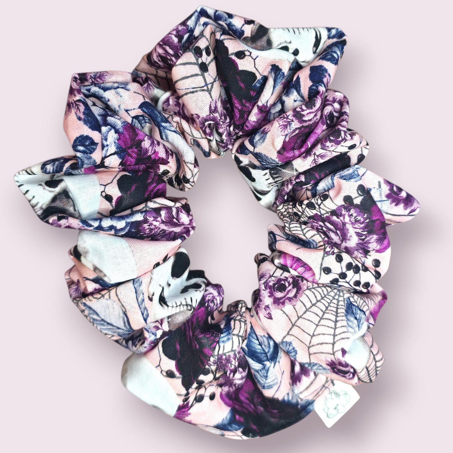 Pink Floral Skullz Scrunchie