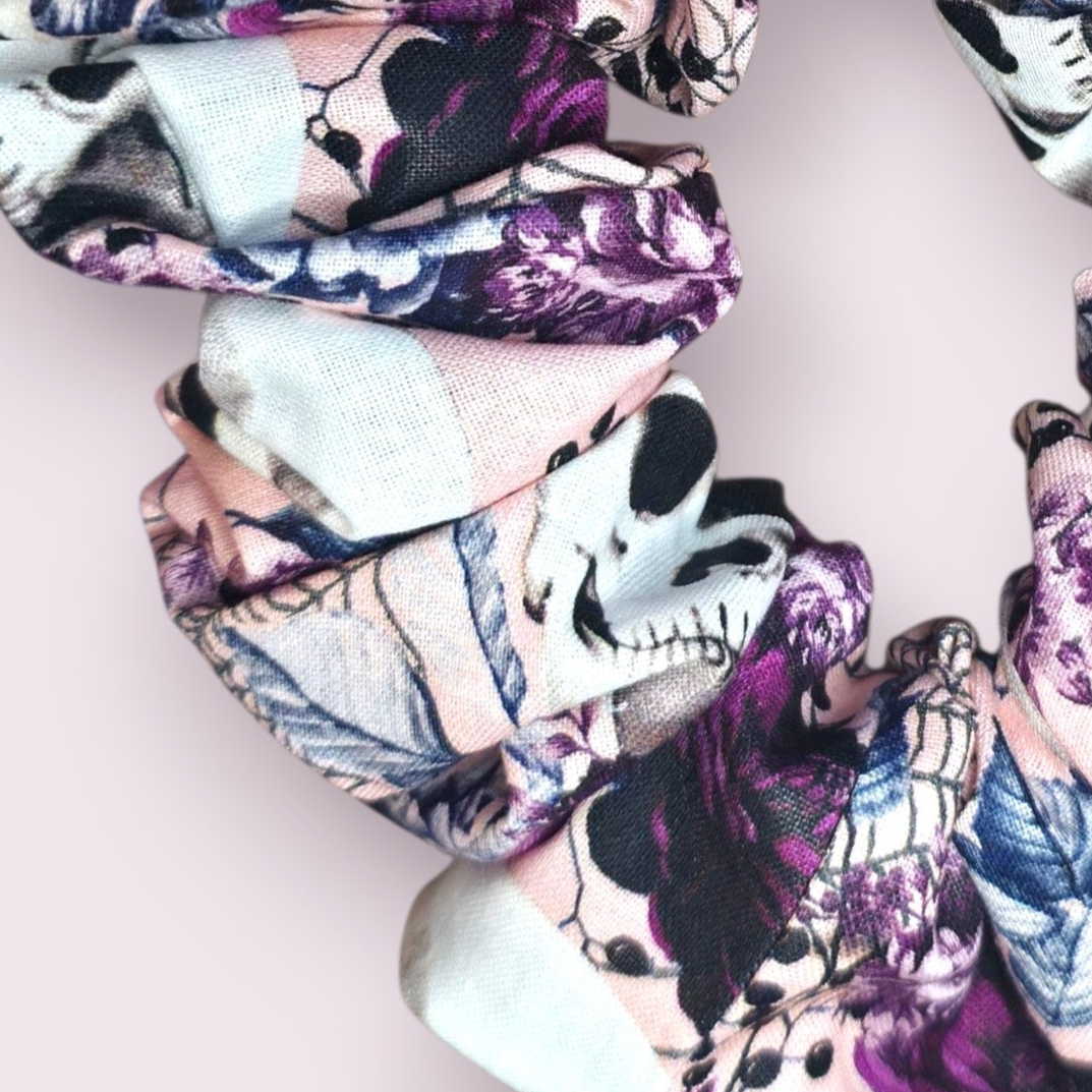 Pink Floral Skullz Scrunchie