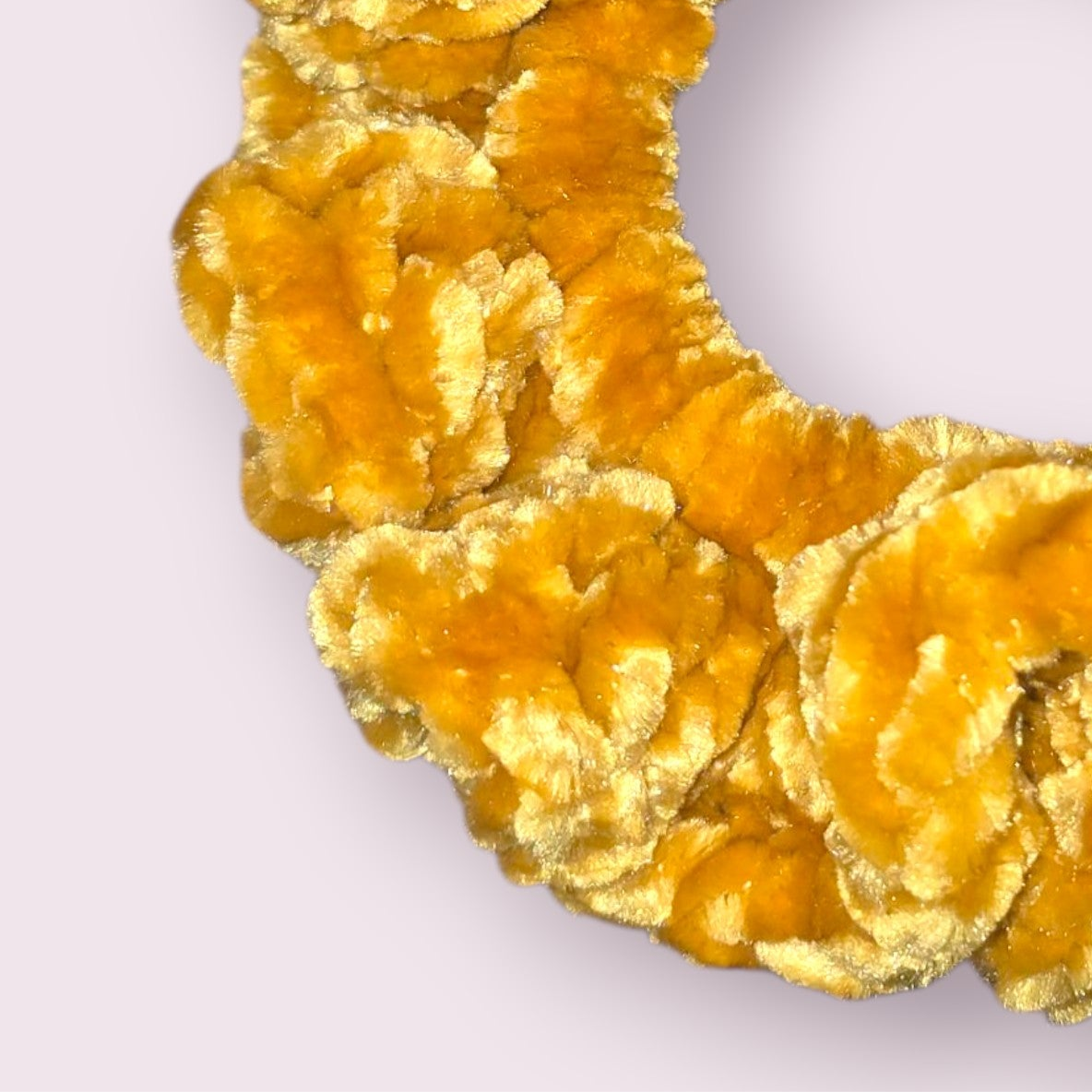 Mustard Yellow Velour Crochet Scrunchie
