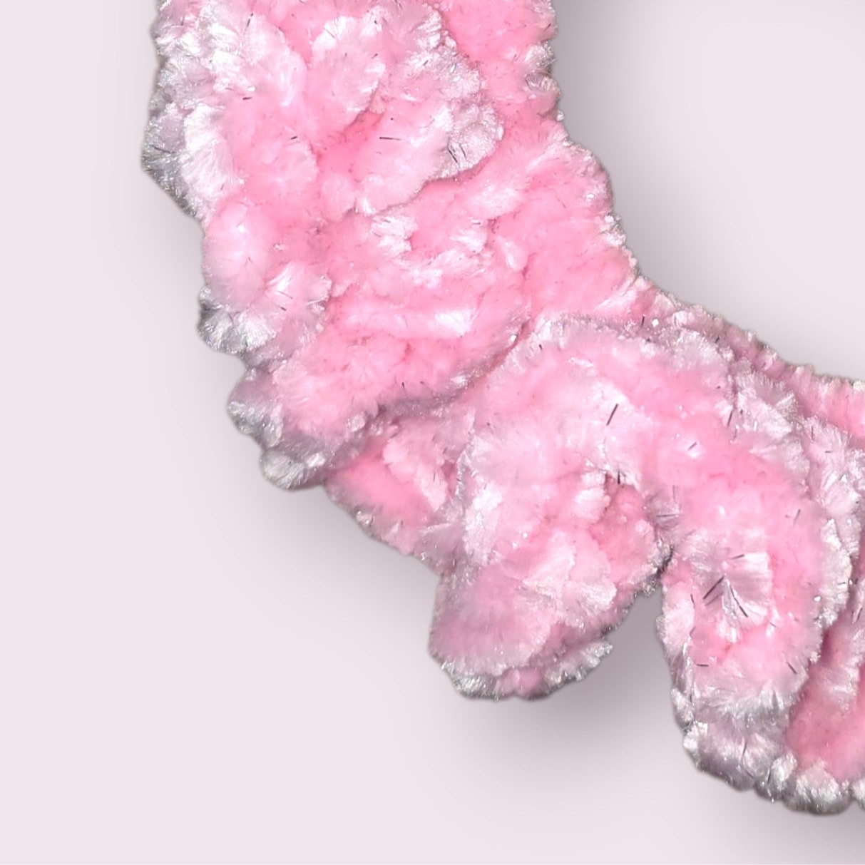 Sparkle Pink Velour Crochet Scrunchie
