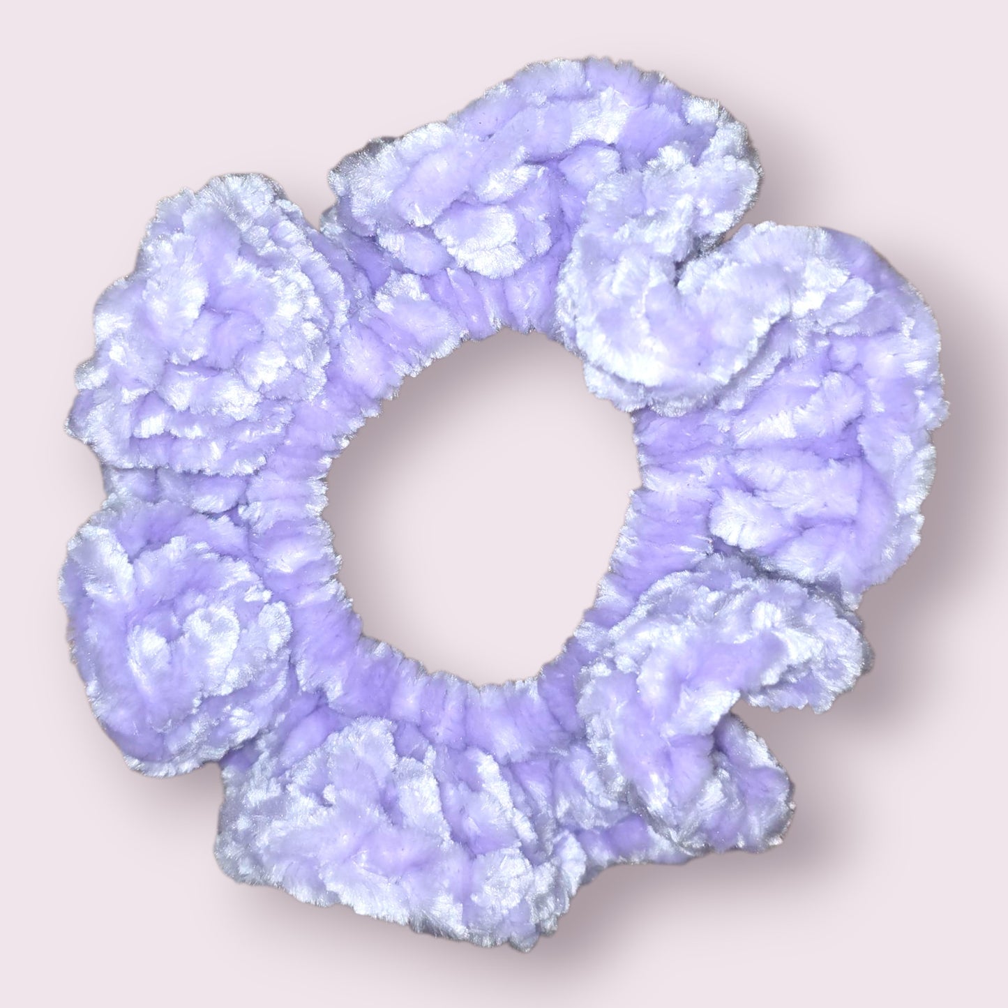 Light Lavender Velour Crochet Scrunchie
