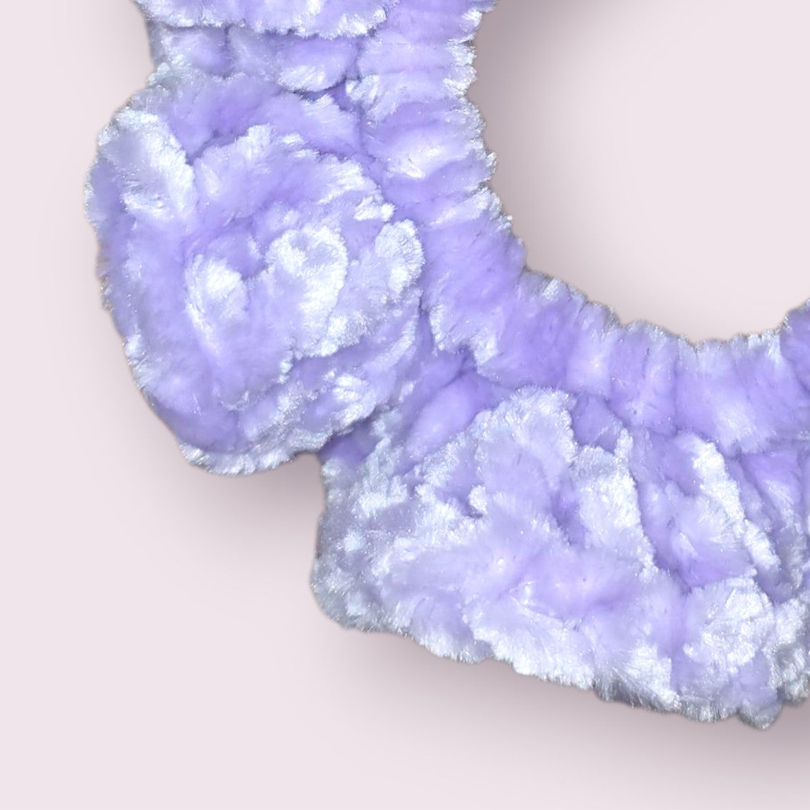 Light Lavender Velour Crochet Scrunchie
