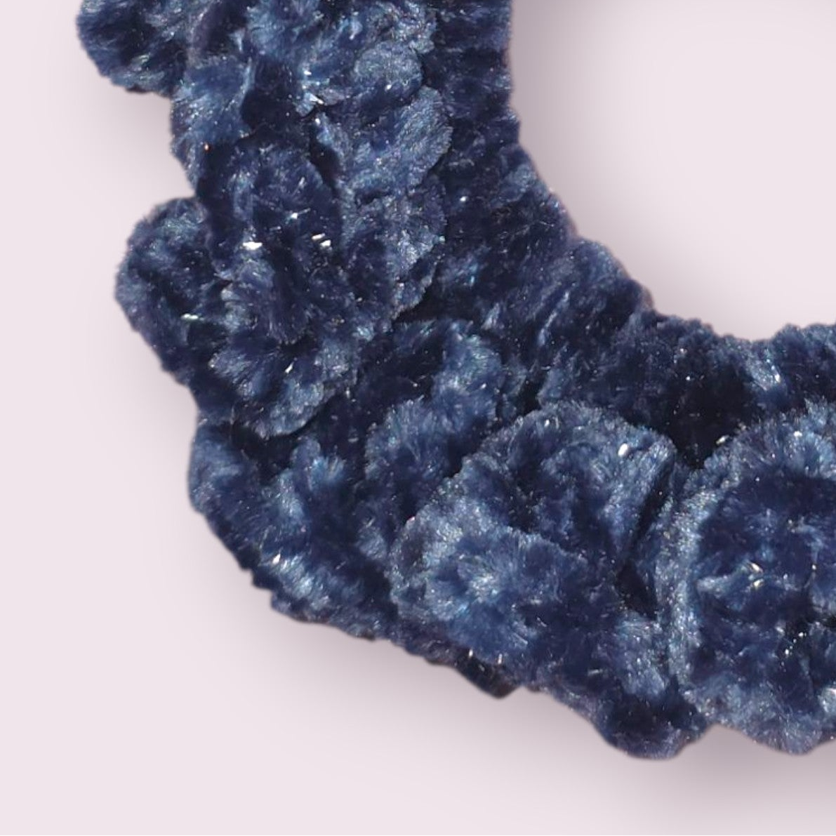 Sparkle Regal Blue Velour Crochet Scrunchie