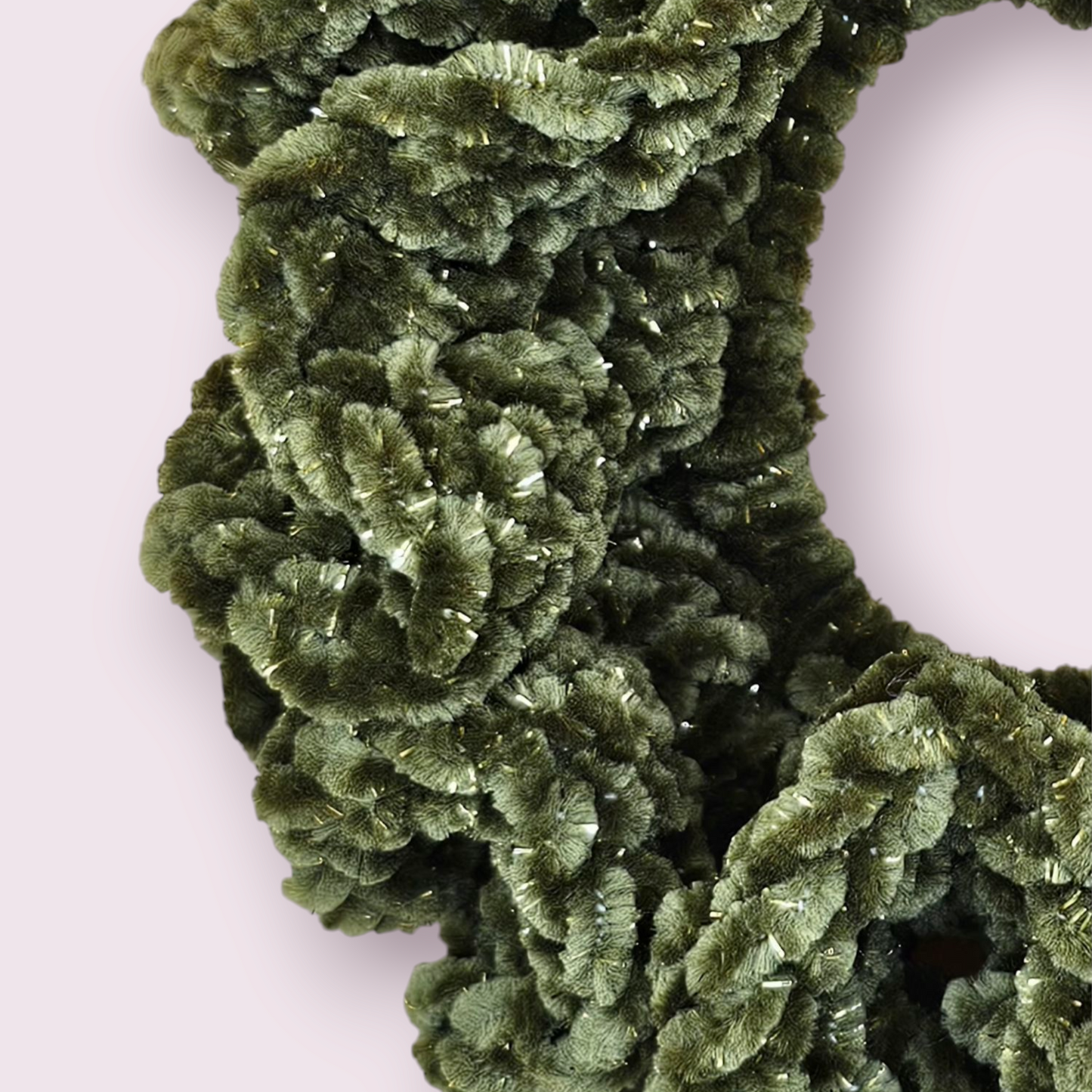 Sparkle Green Velvet Crochet Scrunchie