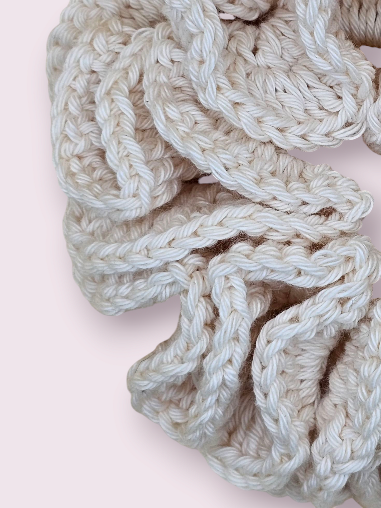 Large Cream Crochet Scrunchie