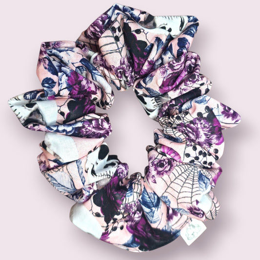 Pink Floral Skullz Scrunchie