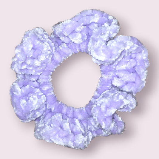 Light Lavender Velour Crochet Scrunchie