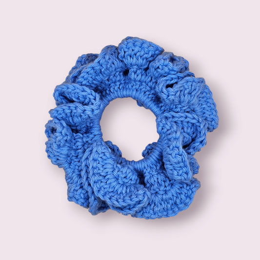 Large Sky Blue Crochet Scrunchie