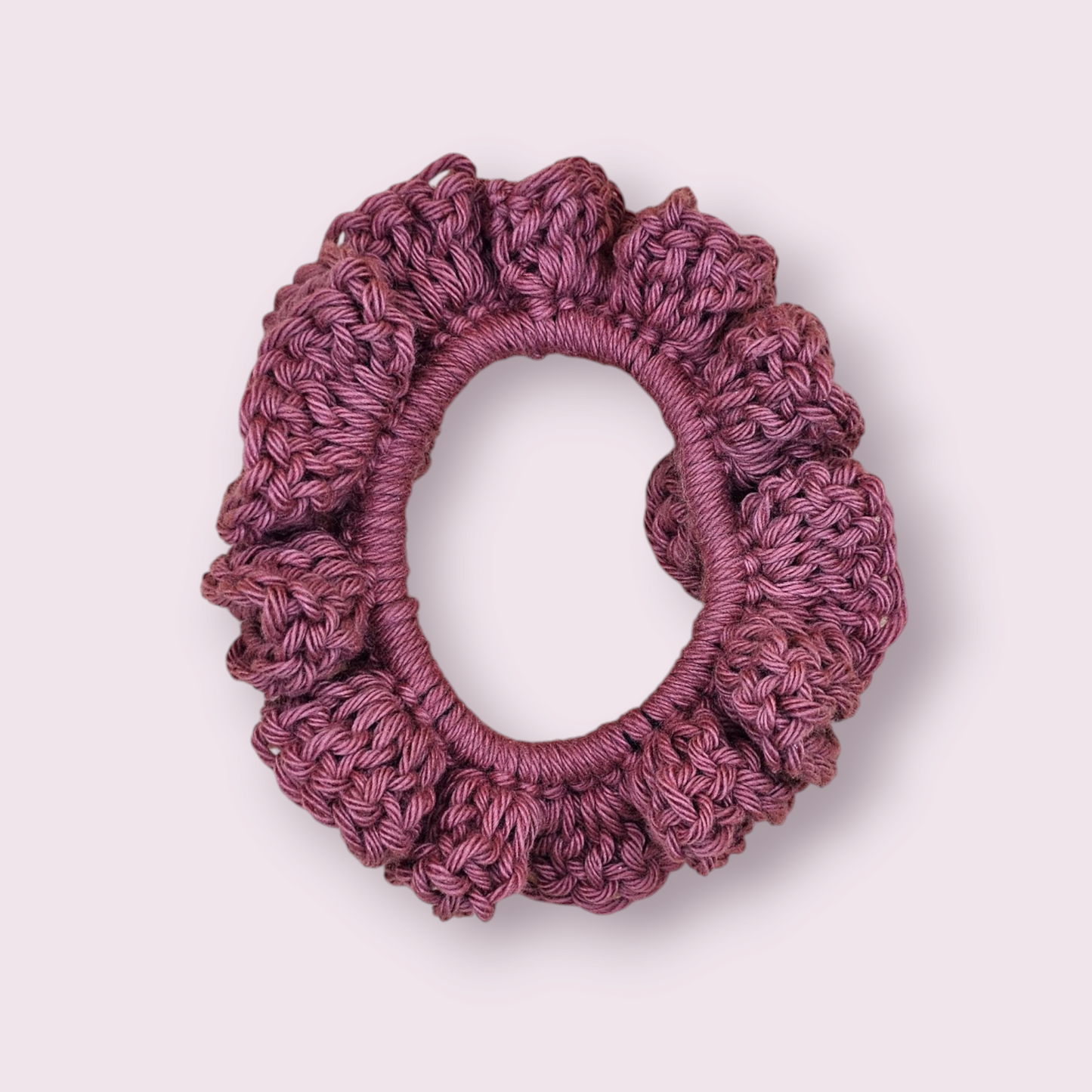 Small Dark Rose Crochet Scrunchie