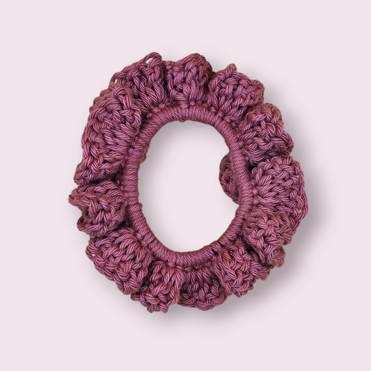 Small Dark Rose Crochet Scrunchie
