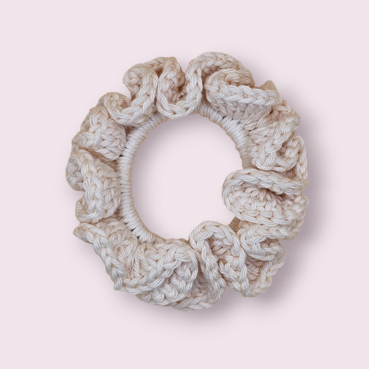 Small Cream Crochet Scrunchie
