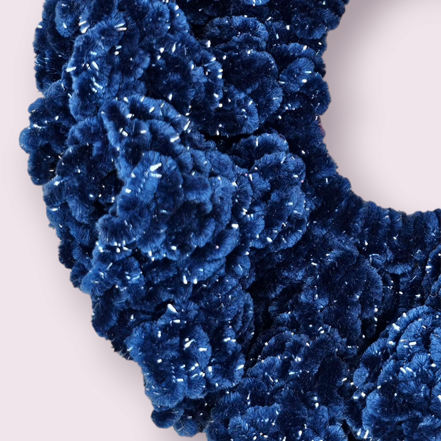 Sparkle Blue Velvet Crochet Scrunchie