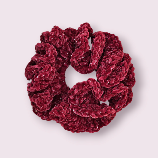Sparkle Red Velvet Crochet Scrunchie
