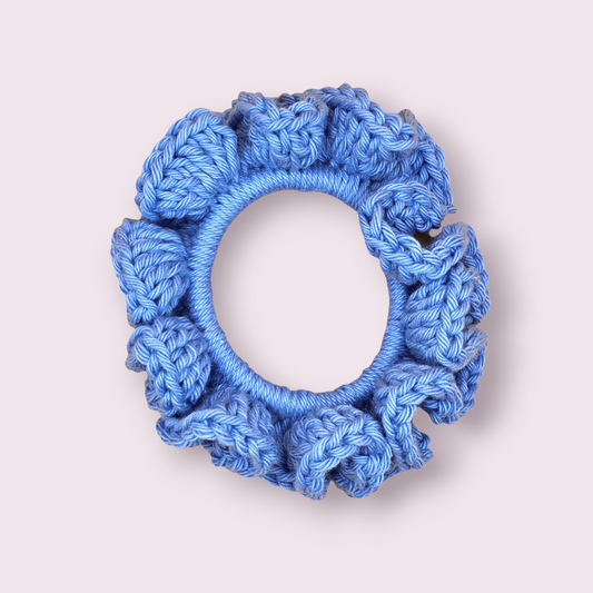 Small Sky Blue Crochet Scrunchie