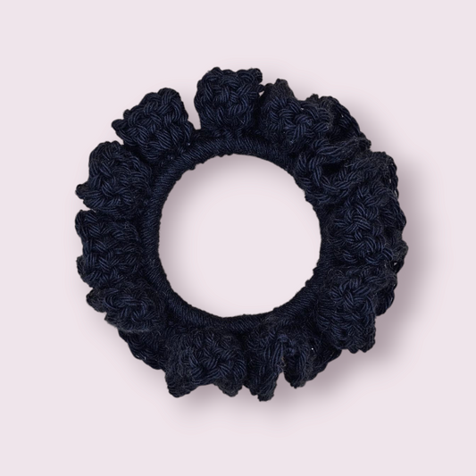 Small Black Crochet Scrunchie