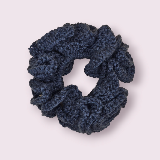Large Black Crochet Scrunchie