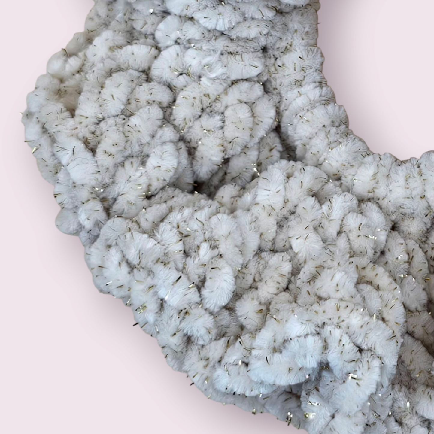 Sparkle Cream Velvet Crochet Scrunchie