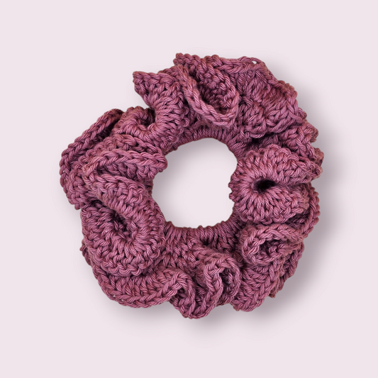 Large Dark Rose Crochet Scrunchie