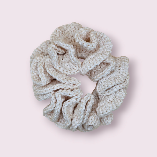 Large Cream Crochet Scrunchie