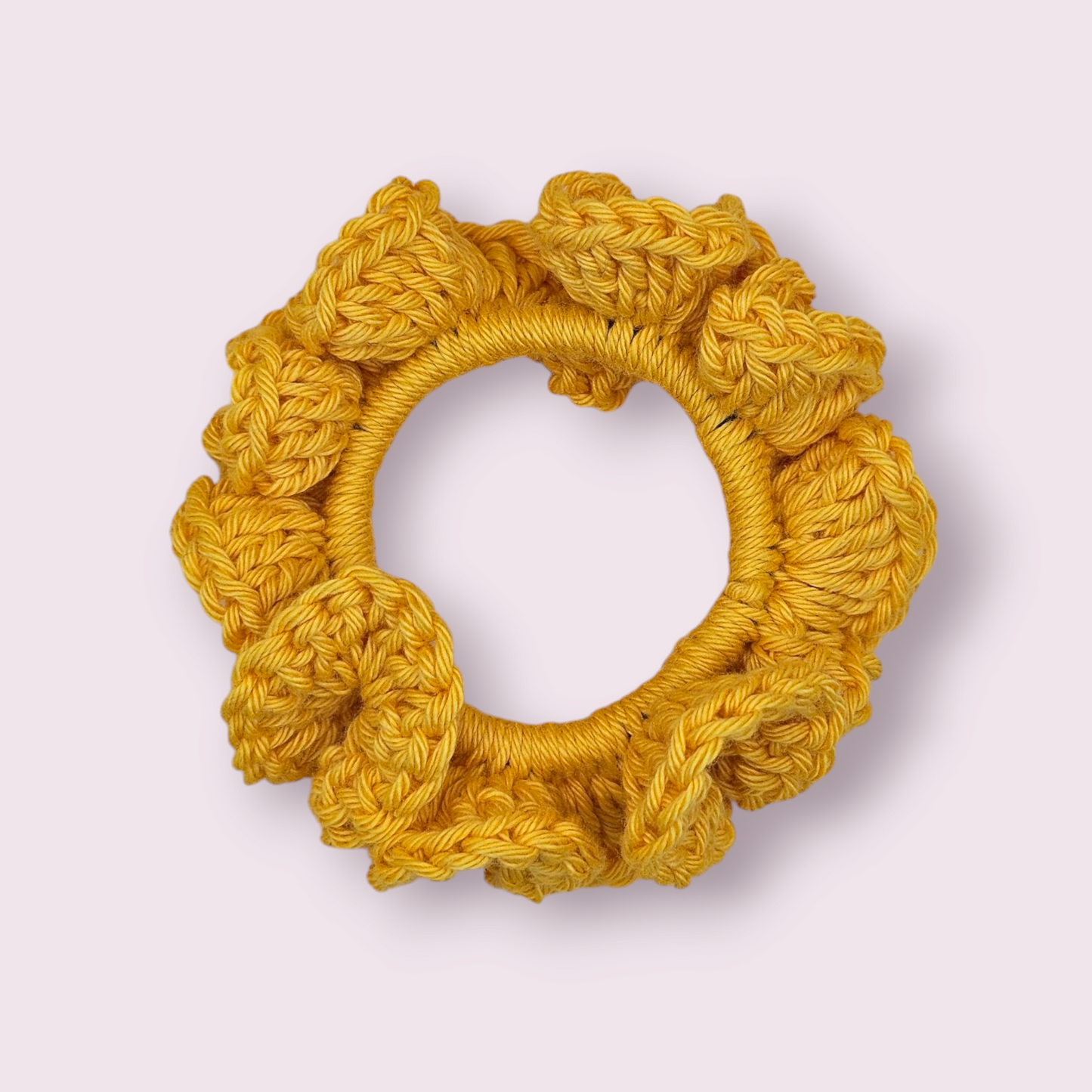 Small Yellow Crochet Scrunchie
