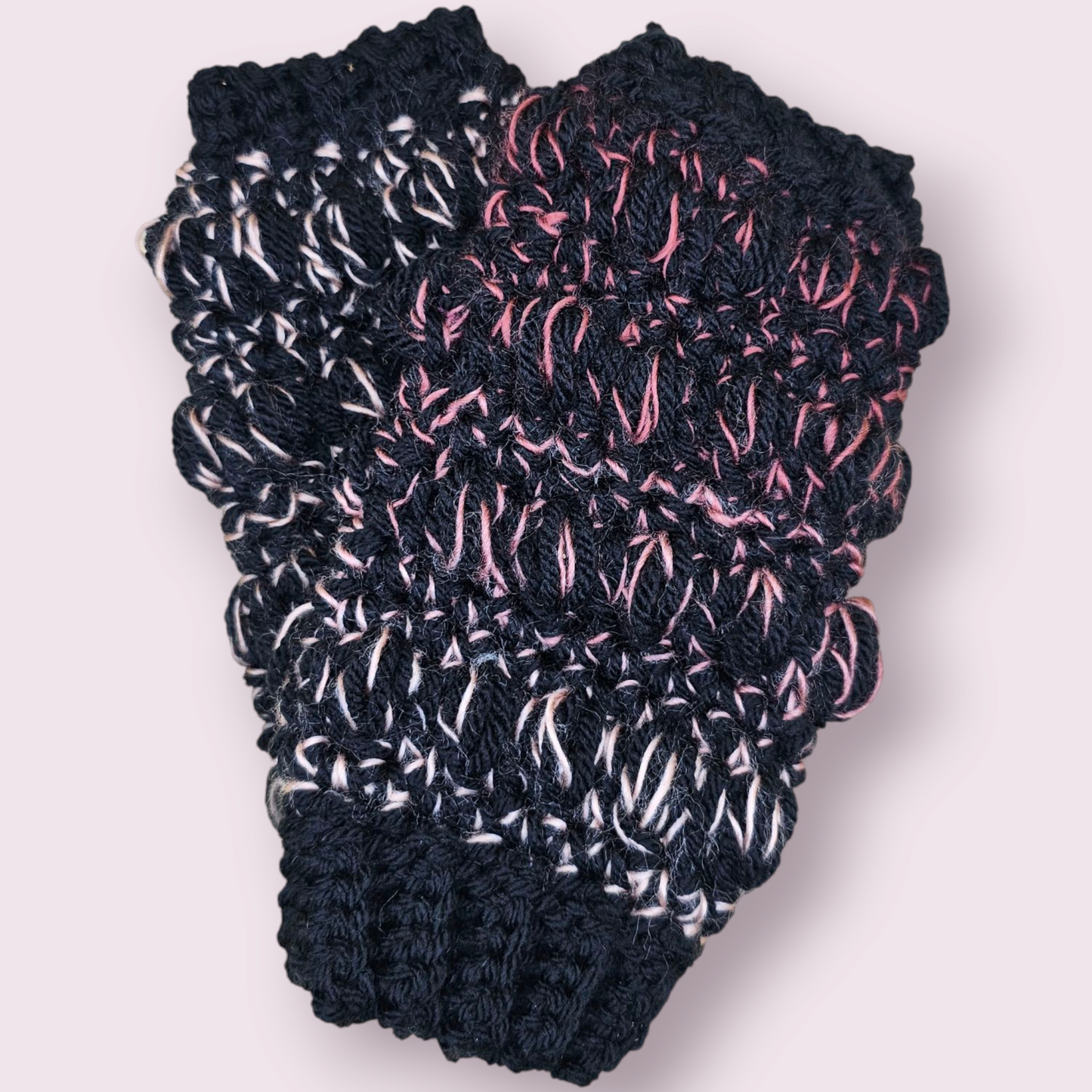 Rose Ombre & Black Fingerless Mitts