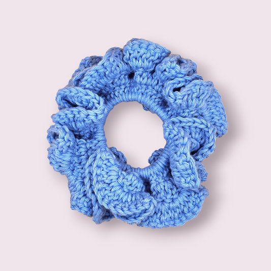 Large Sky Blue Crochet Scrunchie